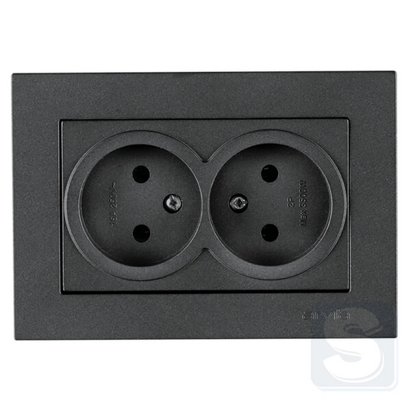 Розетка подвійна без заземлення 16A/220V Arvia Electric KAREN Димчастий (20 04 2000 908)